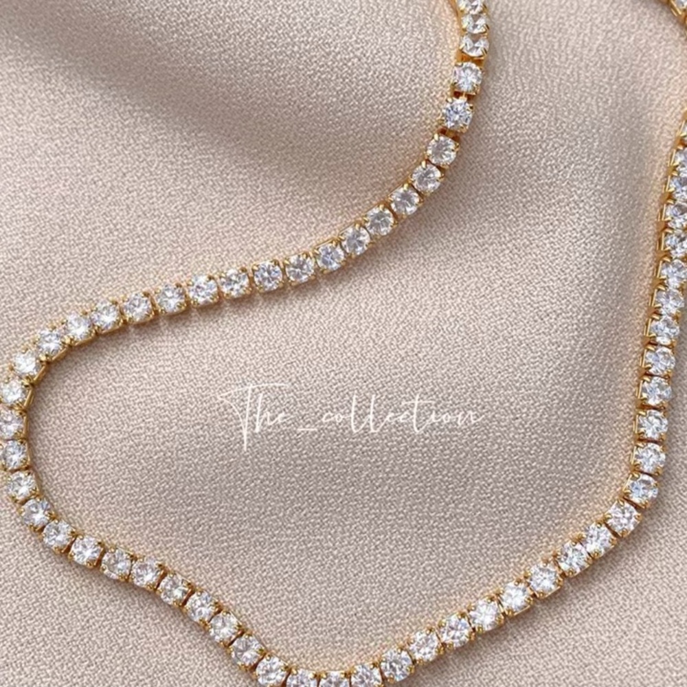 GOLD TENNIS DIAMOND NECKLACE - Picture 2 of 4